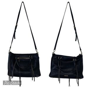 Rebecca Minkoff Black Leather Regan Satchel Bag.